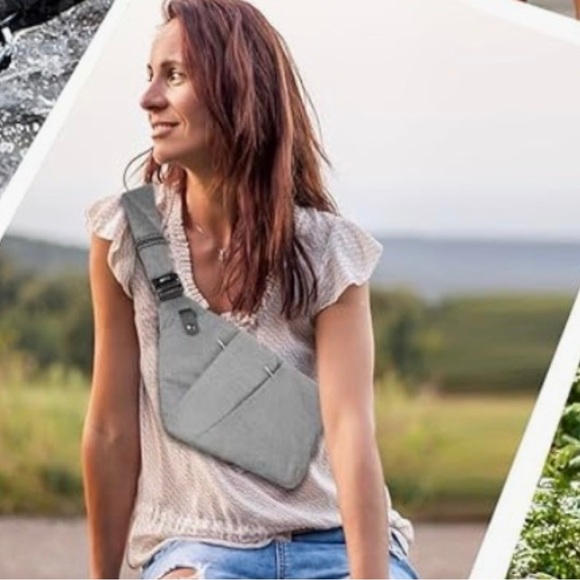 Broadream Handbags - Broadream Gray Sling Bag Crossbody Chest Pack Minimalist